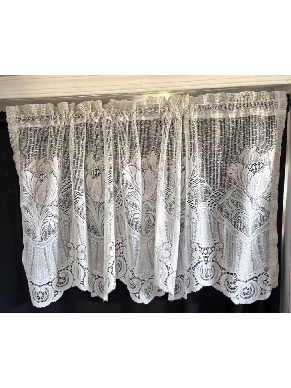 Cream Lace Floral Valance Measurements 53
